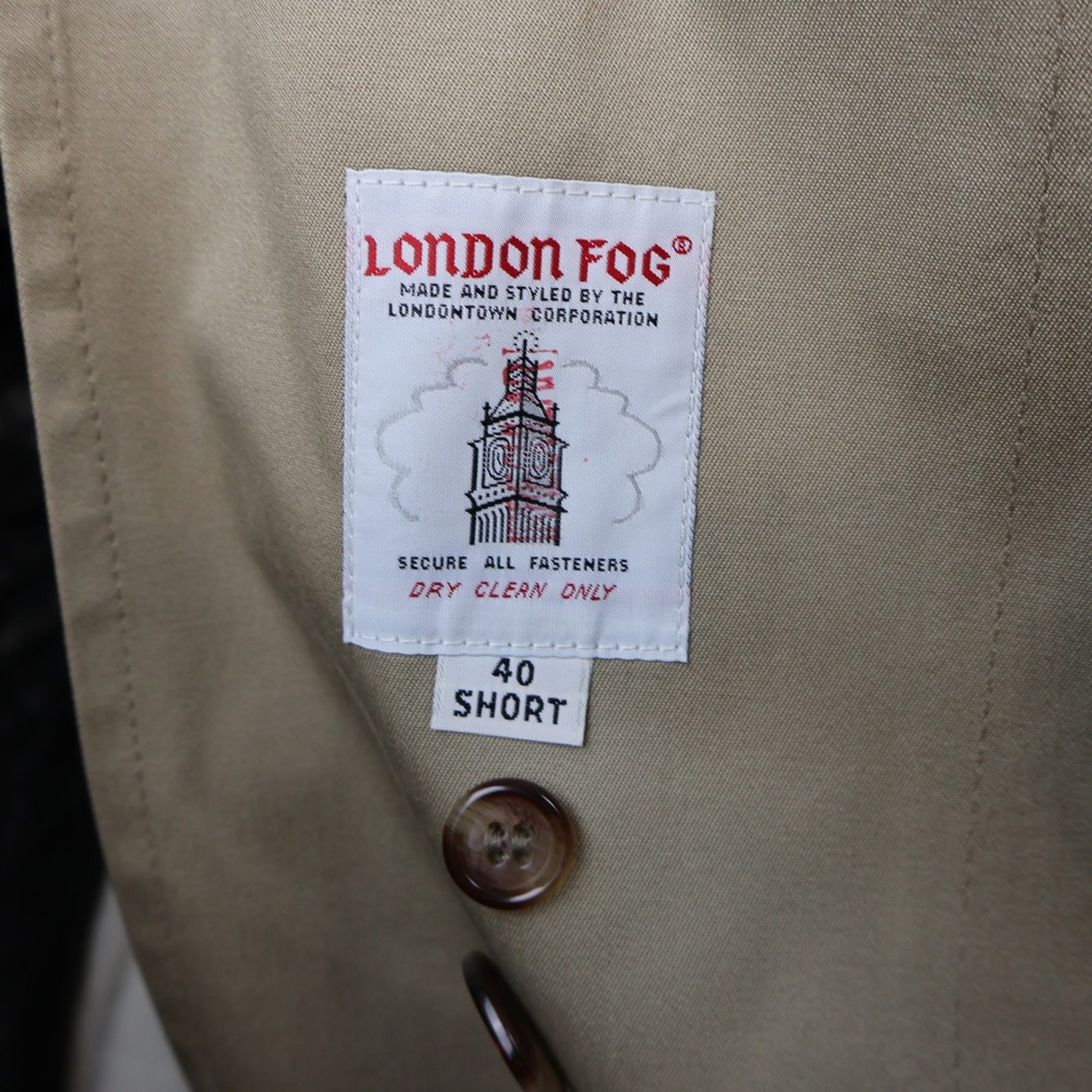 London Fog Mens 40 Short Trench Coat Tan Khaki Thinsulate Liner Belted USA Vtg - Picture 4 of 11